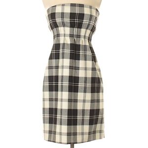 Red Valentino strapless plaid wool dress